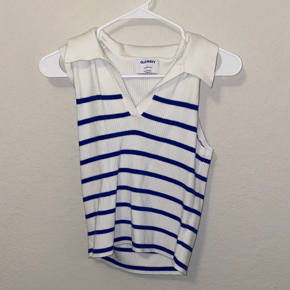 Old Navy Sleeveless Top with Blue Stripes